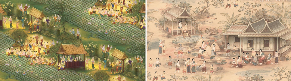 วอลเปเปอร์ติดผนังลายประเพณีไทย ลายลอยกระทง